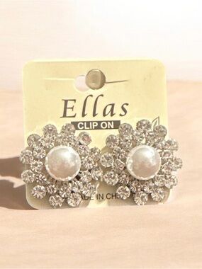Ella Silver-Tone Pearl & Crystal Clip-On Earrings - White
472